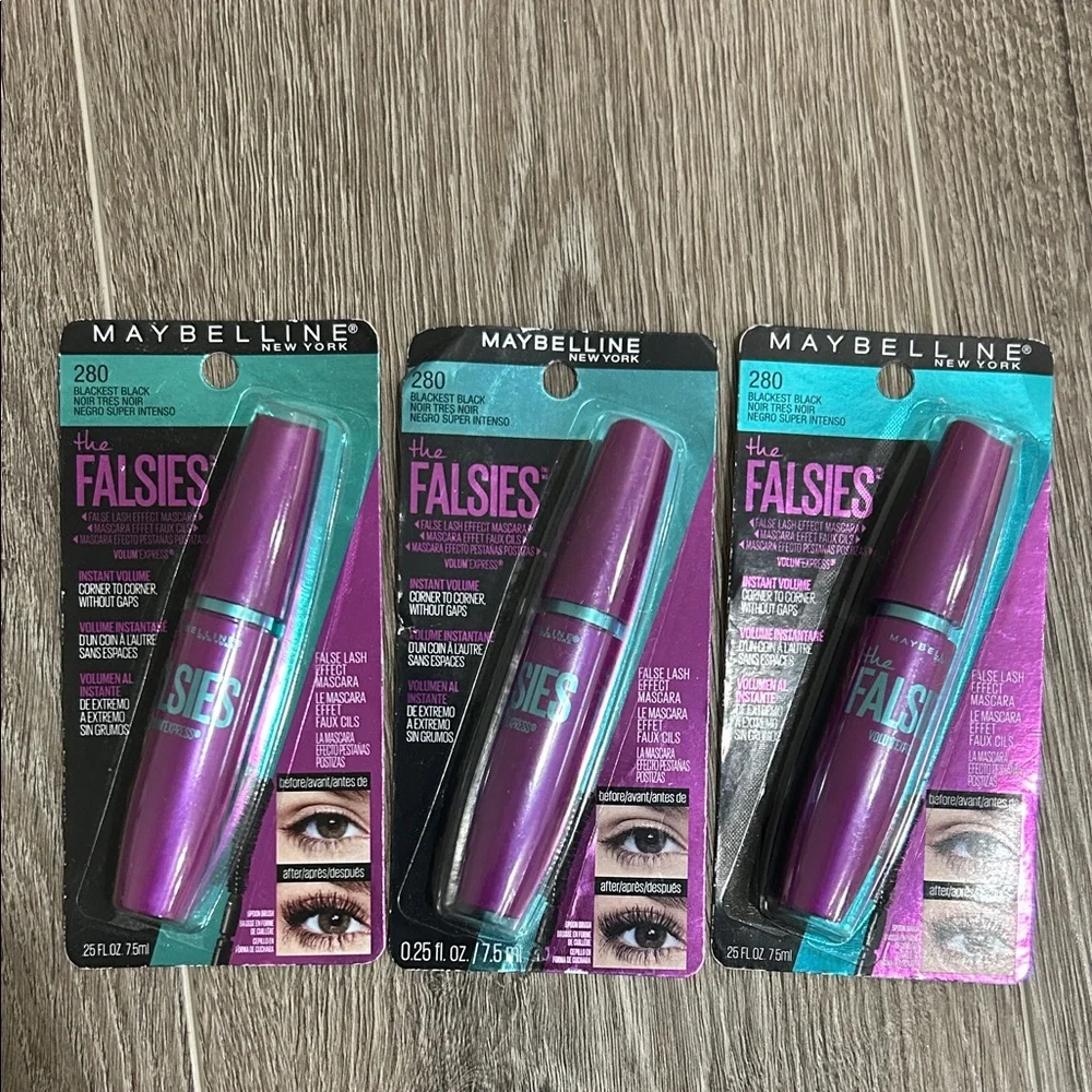 NEW 3X Maybelline The Falsies Mascara #280 blackest black